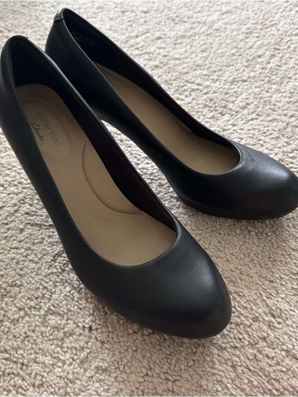 Clarks Women's Black Ambyr Joy Platform Comfort Classic High Heel Leather Pump
